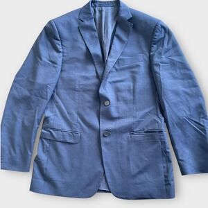 Z Zegna Men's Blue Designer Wool Blazer 48 Reg Two Button Classic Fit Sport Coat